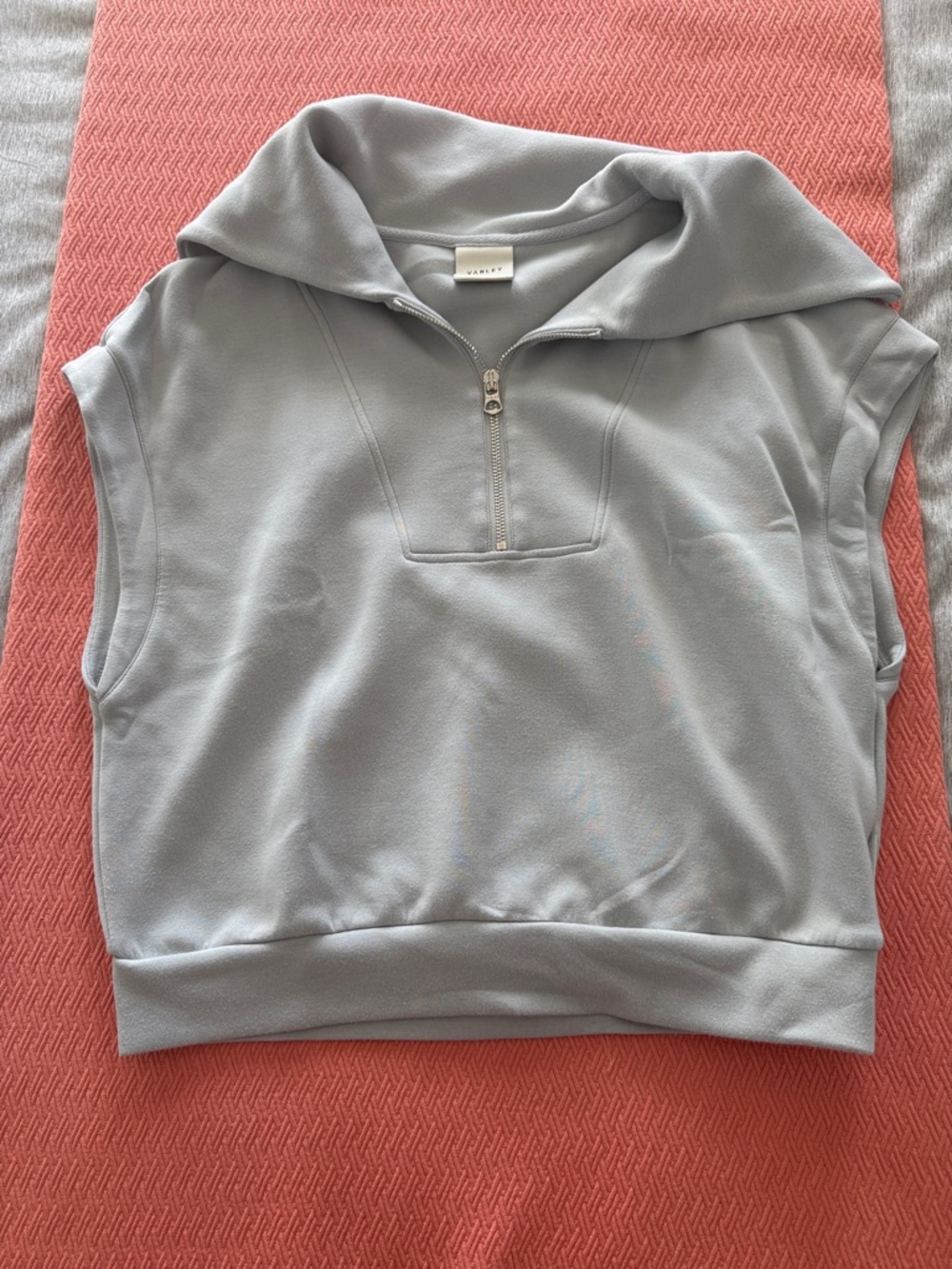 Varley Light Blue Sleeveless Half-Zip Hoodie